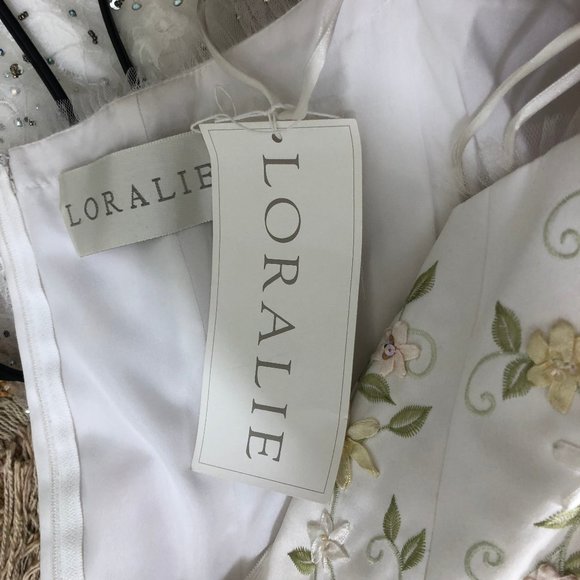 NWT 90s y2k vintage Lorelai strapless fairytale wedding gown pastel embroidered - Picture 9 of 9